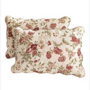 Boho Farmhouse Floral Patchwork 100% Cotton Quilted Decorative Shams (2-pack)